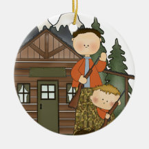 Grandpas Little Hunter Rustic Log Cabin Christmas Tree Ornaments