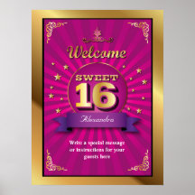 Grands affiche bienvenue du bonbon 16 à rose de co