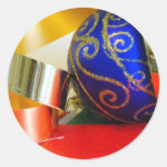 Grands autocollants bleus de boule et de ruban