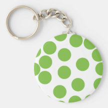Grands points de vert de pois sur le blanc porte-clefs