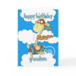 Grandson Aeroplane / Airplane Giraffe Birthday Car cards