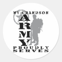 Grandson Proudly Serves - ARMY Round Sticker
