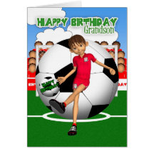 Grandson Soccer Football Birthday Greeting Card