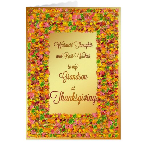 Grandson, Thanksgiving, fall leaves Card
