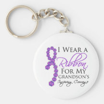 Grandson's Inspiring Courage - Pancreatic Cancer Keychain