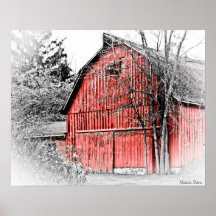 Grange rouge magnifique affiche