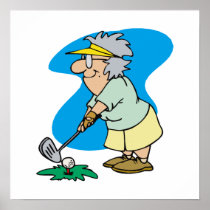 Granny Golfer Print