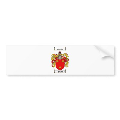 GRANT FAMILY CREST -  GRANT COAT OF ARMS BUMPER STICKER by heraldics