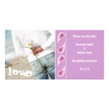 Grape & Pink Paisley Save the Date with Your Photo Picture Card