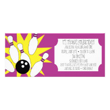 Grape Rolling Good Time Bowling Birthday Party Announcement