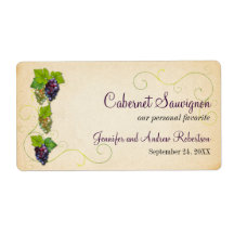 Grape Vine Wine Bottle Horizontal Labels