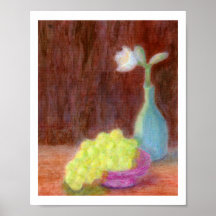 Grapes and Flower Still Life, Poster
