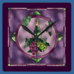 Grapes and Wine on Purple Clock wall clocks