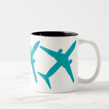 Graphic Airplane in Blue Coffee Mug