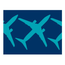 Graphic Airplane in Blue Post Card