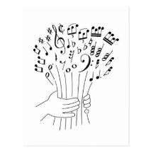 Graphic design : flowers of musical notes - postcards