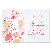Graphic modern flower petals formal wedding RSVP Personalized Invitation