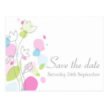Graphic modern flower petals save the date card postcard