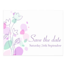 Graphic modern flower petals save the date card post cards