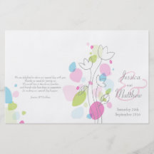 Graphic modern flower petals Wedding Programme Flyer Design