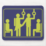 Graphic of touching strange girls on the bus. mousepads