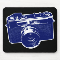 Graphic Retro Camera Design in Blue
