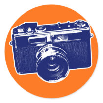 Graphic Retro Camera Design in Blue