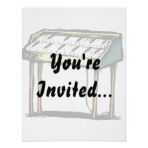 Graphique vintage de conception de piano d'organe  cartons d'invitation