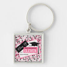 Graudation Class Of 2011 - Black & Pink Splatter Key Chain