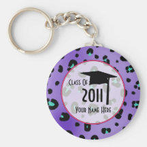 Graudation Class Of 2011 - Purple Leopard Print Key Chains