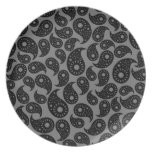 Gray and Black Paisley. plates