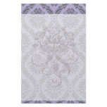 gray and purple damask stationery paper