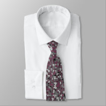 Gray and Wine City Blocks Geometric Tie ties