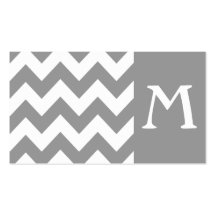 Gray Bold Chevron Monogram Business Card