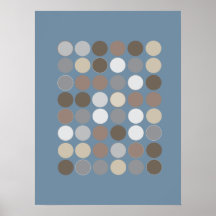 Gray & Brown Circles w/Slate Blue Pattern Modern Poster