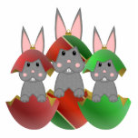 Gray Bunny In A Christmas Ornaments Cut Out