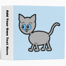 Gray Cat with Blue Eyes. 3 Ring Binder