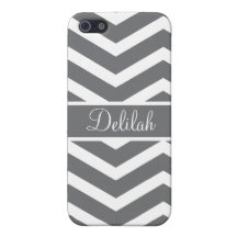 Gray Chevron Custom Name Case For iPhone 5