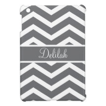 Gray Chevron Custom Name Case For The iPad Mini