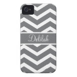 Gray Chevron Custom Name Case-Mate iPhone 4 Case