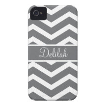 Gray Chevron Custom Name Case-Mate iPhone 4 Case
