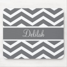 Gray Chevron Custom Name Mousepads