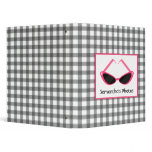 Gray Gingham With Retro Pink Sunglasses Binder