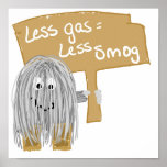gray less gas less smog poster