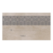 Gray Rustic Lace Wedding Place Card Business Card