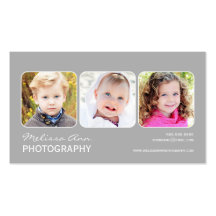Gray White Portrait Photographer Business Card