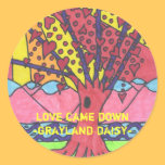 Grayland Daisy Tree of Love Round Sticker... stickers
