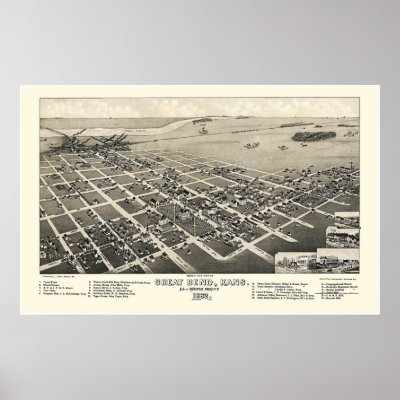 Great Bend, KS Panoramic Map - 1882 Print by lc_maps