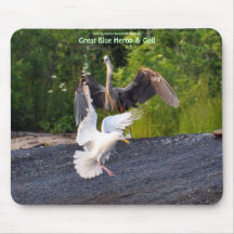 Great Blue Heron & Gull Wildlife Mousepad
