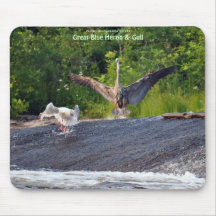 Great Blue Heron & Gull Wildlife Mousepad